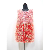 Long fur gilet < PINK × RED_salmon pink fur >