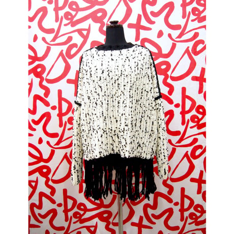 Pon Pon Fringe_wide type < White / L.Blue >