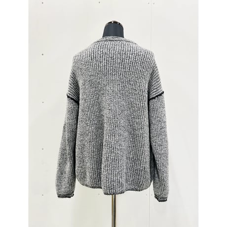 Wool mohair reversible knit _ M size <Light Gray+Black /Light Gray+Light pink>