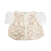 Mix pompon fur ruffle gilet < White ruffle >