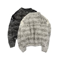 Heather brown mesh-stitch knit