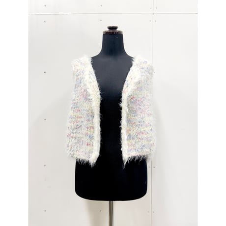 Mix pompon fur gilet