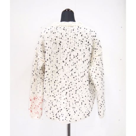 Pom Poms mock knit < WHITE × BLACK dots >