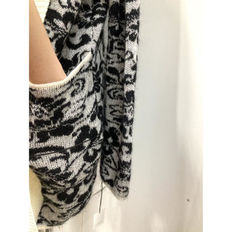 Flower knit  _ Unisex < white rib + Black >