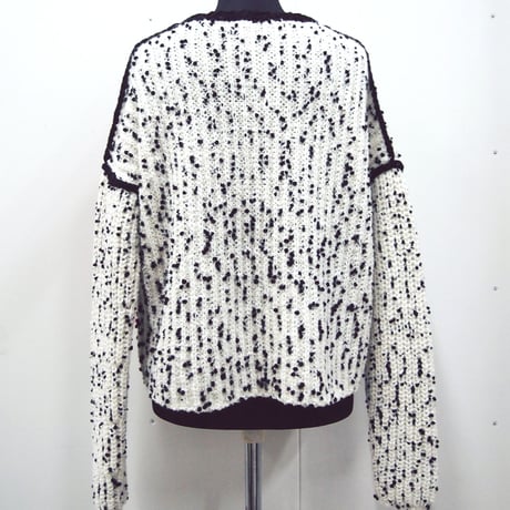 Pon Pon Ribbon knit < White / Black >