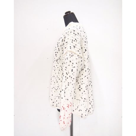 Pom Poms mock knit < WHITE × BLACK dots >