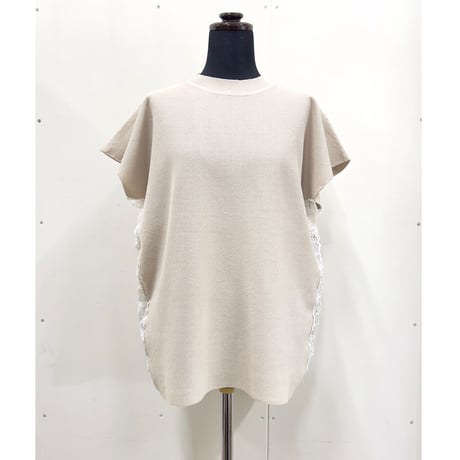 Side lace Polo Tee_Beige,Blue Gray
