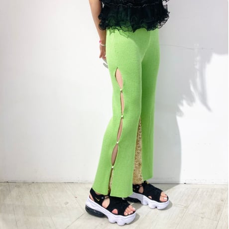 Glitter border leggings Pants _ side lace < 6 colors >