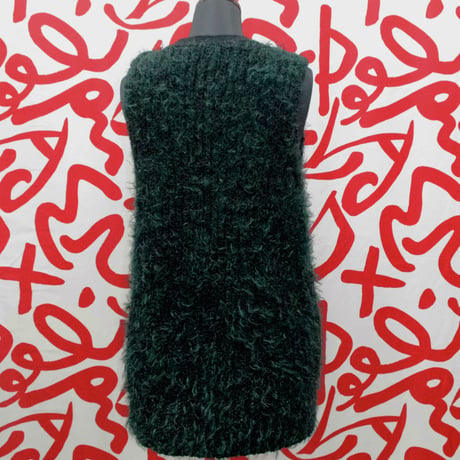 Stripe Fur Long Slim Giret <UNISEX / BLK×Metal D.GRN× line:neon RD>