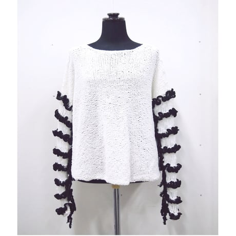 Frilled Lace Sleeves < short ver. / white × black >