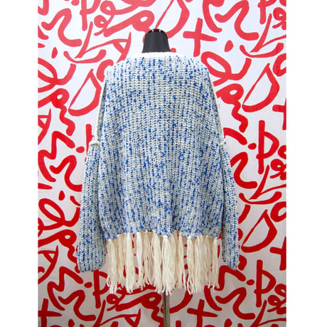 Pon Pon Fringe_wide type < White / L.Blue >