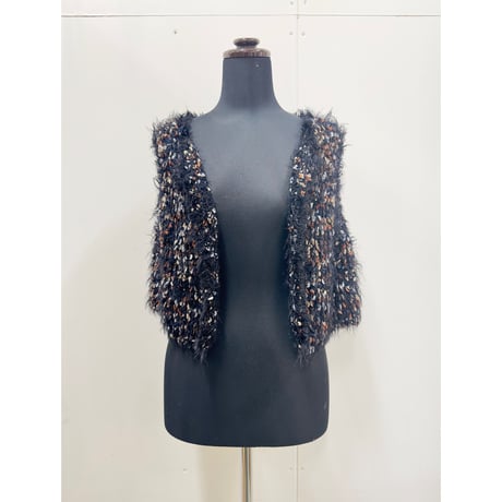 Mix pompon fur gilet