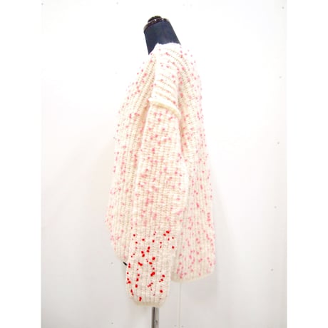 Pom Pon knit <WHTE×PNKdots /WHTE× PNK&REDdots>