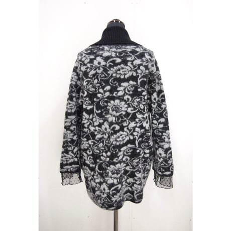 Flower knit _ Unisex  < Black L.gray >