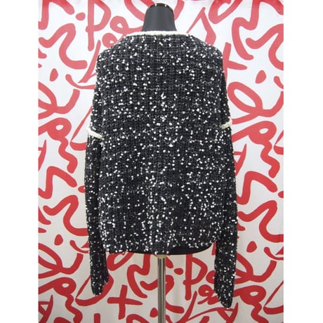 Pon Pon Ribbon knit < White / Black >