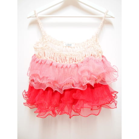 Ruffled Camisole  < baby pink/cherry pink> <red/cherry pink>