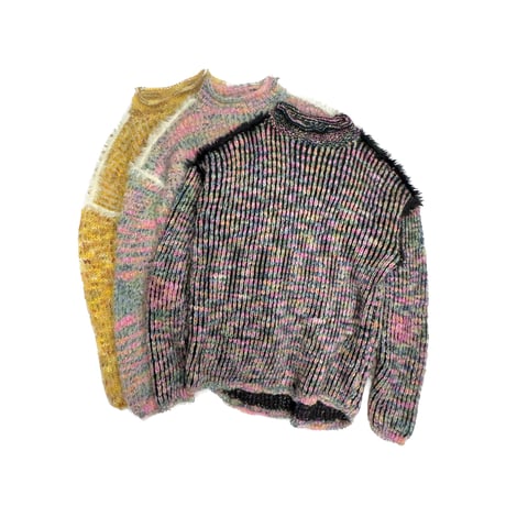 Mixed color yarn stripe pull over  [Unisex]