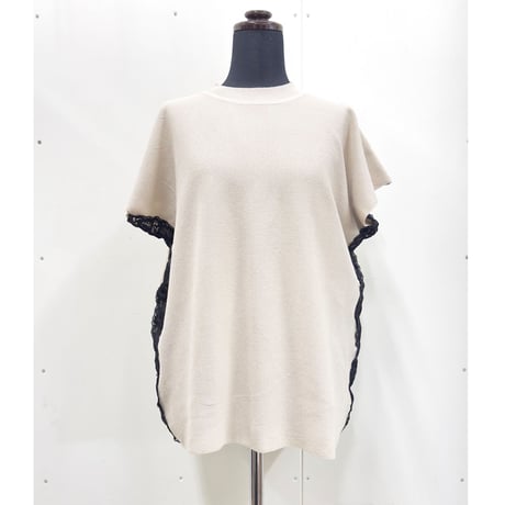 Side lace Polo Tee_Beige,Blue Gray