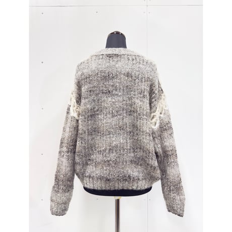 Heather brown mesh-stitch knit
