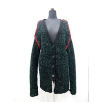 Stripe Fur Long Slim C/D <UNISEX / BLK×Metal D.GRN× line:neon RD>