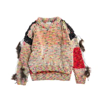 Colorful  mesh-stitch knit2 (+ feather yarn)