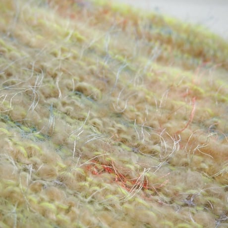 Big loop ethnic knit _ Ladies < Beigeish yellow / Bluish green>