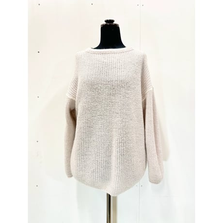 Wool mohair reversible knit _ M size <Light Gray+Black /Light Gray+Light pink>