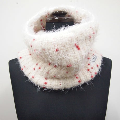 PomPons fur snood < White×Red pompons>