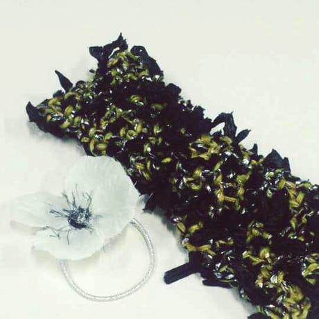 HEADBAND [ ribbon MIX / black ×olive ]