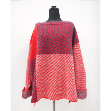 Color Combination knit _ Unisex < Red / Black >