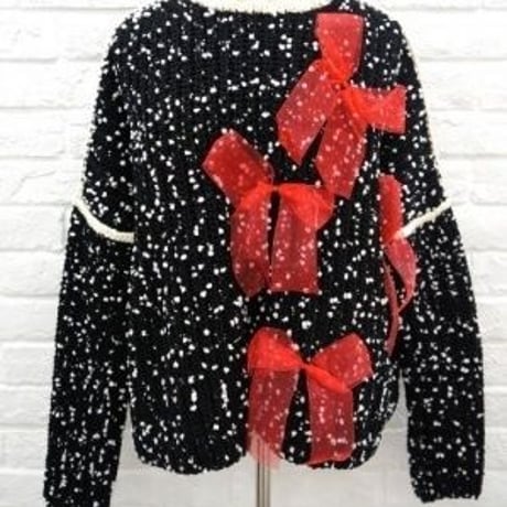 Pon Pon Ribbon Knit < Red / Blue / Black >