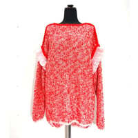 pompon ruffle knit < RED × PNK ruffle>