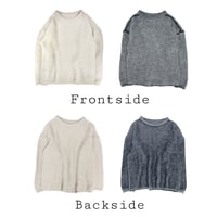 Wool mohair reversible knit _ M size <Light Gray+Black /Light Gray+Light pink>