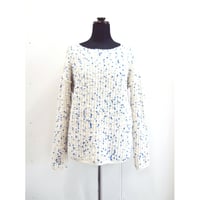 Pom Poms slim sleeves knit < WHITE×BLUEdots /  WHITE×BLUE&BLACKdots >