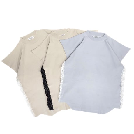 Side lace Polo Tee_Beige,Blue Gray