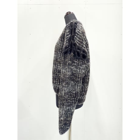Heather brown mesh-stitch knit