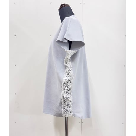 Side lace Polo Tee_Beige,Blue Gray