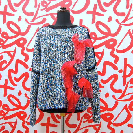 Pon Pon Ribbon Knit < Red / Blue / Black >