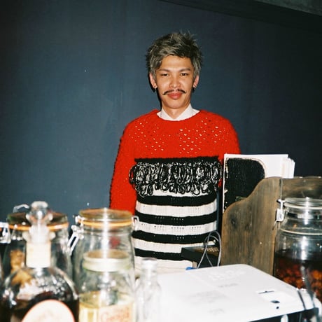 fringe border knit < Red_Unisex >