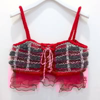 Checked Bra Bustier < Red >