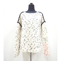 Pon Pon knit _round cut hem < BKdot×WTstitch / BKdot×BKstitch >