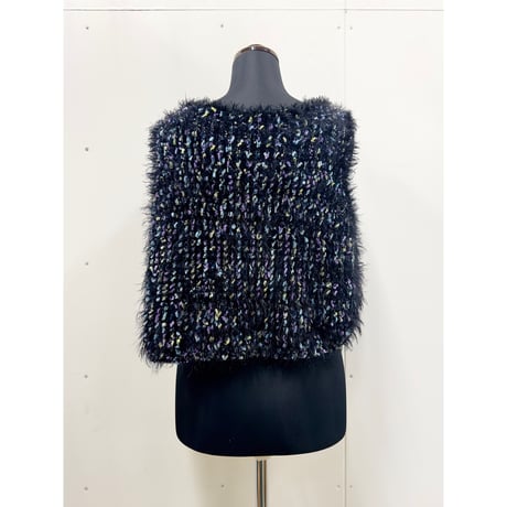 Mix pompon fur gilet
