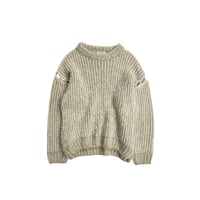 White×Beige mesh-stitch knit