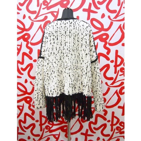 Pon Pon Fringe_wide type < White / L.Blue >