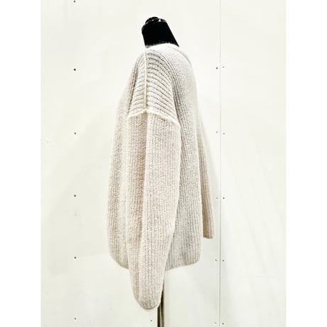 Wool mohair reversible knit _ M size <Light Gray+Black /Light Gray+Light pink>