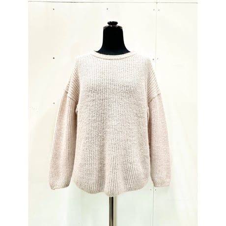Wool mohair reversible knit _ M size <Light Gray+Black /Light Gray+Light pink>