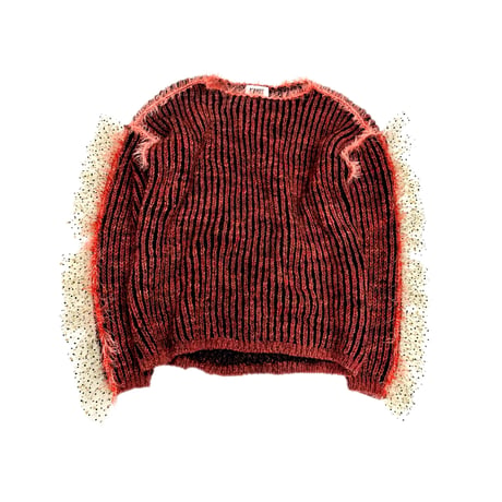 Dot frill sleeve knit (Dark red)