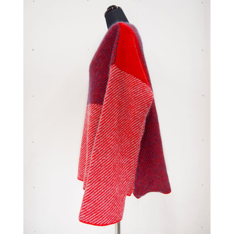 Color Combination knit _ Unisex < Red / Black >
