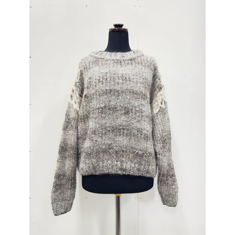 Heather brown mesh-stitch knit