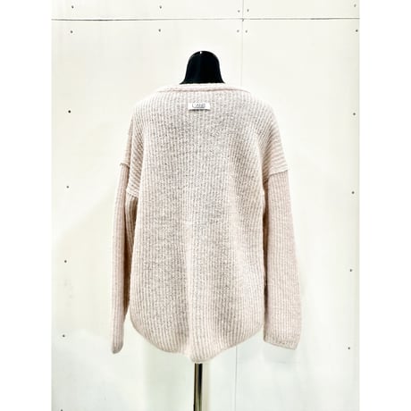 Wool mohair reversible knit _ M size <Light Gray+Black /Light Gray+Light pink>